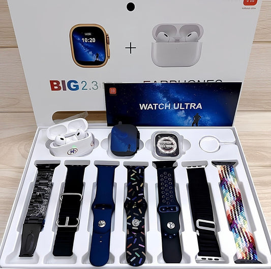 i20 Ultra Max Suit Smart Watch  “7 Straps, 1 Earphone and 1 Protective Case”