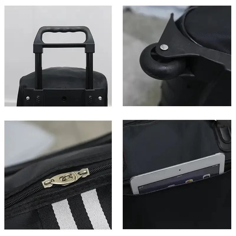 DUFFLE FOLDABLE LUGGAGE TRAVELING BAG ROLLER WEEKEND TRAVEL BAG WITH WHEEL